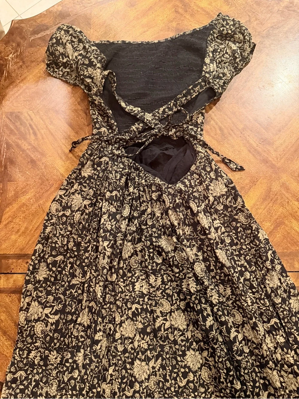 Free People Floral Sleeveless Maxi Dress Criss Cross back